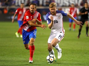 Costa Rican Marco Urena (left) devastated the U.S. during a recent World Cup qualifier, and has been a dangerous forward for the San Jose Quakes. (Getty Images)