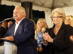 Doug Ford, surrounded by family, announces he will run for mayor of Toronto in 2018 at the annual Fordfest in Etobicoke, Ont. on Friday Sept. 8, 2017. (Michael Peake/Toronto Sun)