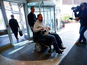 Witness Andrew Olivier arrives on the second day in the Election Act bribery trial in Sudbury, Ont., Friday, Sept. 8, 2017. Pat Sorbara, who was at the time the Ontario Liberal Party CEO, faces two charges and Gerry Lougheed, a local Liberal fundraiser, faces one charge.