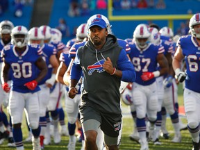 Bills quarterback Tyrod Taylor leads his team on the field before a preseason game against the Lions in Orchard Park, N.Y., on Aug. 31, 2017. The Bills play their first regular season game Sunday, Sept. 10 against the New York Jets. (Jeffrey T. Barnes/AP Photo)
