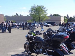 Upwards of 75 motorcycle riders attended Kris Goodman's Patch It Forward ride to Brandon on Saturday in a fundraiser for suicide prevention. (Patchitforward.ca)