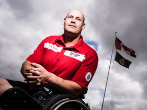 Retired soldier Mike Trauner, who lost parts of both legs in Afghanistan, is photographed at his home in Pembroke on Aug. 31. He was injured in 2008 in an IED explosion and has been battling complications ever since. Now Trauner is training for the Invictus Games and will compete in rowing and cycling. (Darren Brown/Postmedia Network)