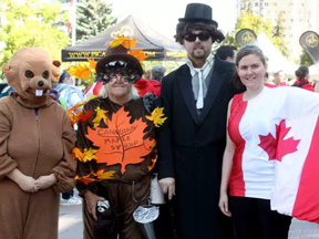 Taking part in Saturday's Guinness record-setting scavenger hunt was The Eh Team, comprised of, from left, Melanie Ouimet, Ursula Ouimet, Pierre Viau and Angela Ouimet. BRUCE DEACHMAN / POSTMEDIA