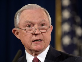 Attorney General Jeff Sessions makes a statement on former President Barack Obama's Deferred Action for Childhood Arrivals, or DACA program, at the Justice Department in Washington on Sept. 5, 2017, (AP Photo/Susan Walsh)