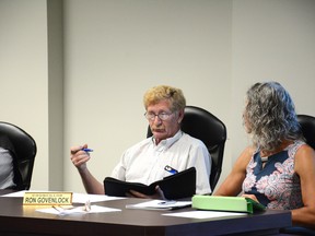 Coun. Ron Govenlock (centre) suggested that power stall parking should go from $150 to $300 per year at the Woodlands County council meeting on Sept. 5 (Peter Shokeir | Whitecourt Star).