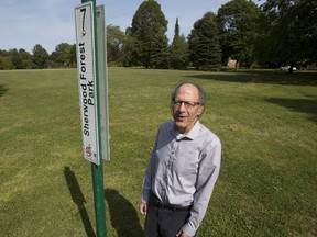 Sandy Levin says his neighbours are enjoying the park at the former site of Sherwood Forest elementary school and may be upset when the planned development starts. (DEREK RUTTAN, The London Free Press)