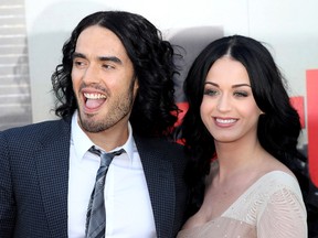 Russell Brand and Katy Perry attend the European Premiere of Arthur at Cineworld 02 on April 19, 2011 in London, England. (Photo by Chris Jackson/Getty Images)