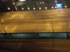 A YouTube video captured a driver reversing on the Gardiner Expressway.
