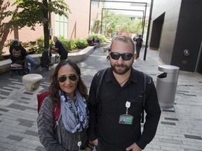 Miriam Rivera and Nick Scrivo are members of the Middlesex London Health Unit's outreach team in London. (DEREK RUTTAN, The London Free Press)