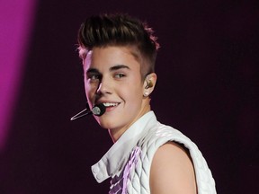 Justin Bieber performs in New York, Nov.7, 2012. (The Canadian Press)