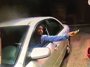 This security-camera image shows Muhab Sultan at a McDonald's drive-thru in north London on June 14, 2015. Moments later, 18-year-old Jeremy Cook -- who was seeking his missing cellphone -- was shot dead. Sultan later died during a chase by police; Mohamed Sail is on trial now in Cook's shooting death. Closing arguments are expected Monday.