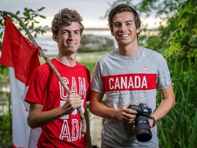 A travel budget of only $150 may not sound like enough for more than a day out of town, but two students from the University of British Columbia managed to cross the country for a total of $9.99 thanks to the generosity of strangers. Philippe Roberge (left) and Ori Nevares, shown in a handout photo, hitchhiked from Whitehorse to St. John's in an effort to see the country and mark Canada's 150th anniversary. (THE CANADIAN PRESS/ HO-Expedition Canada)