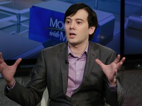 In this Aug. 15, 2017, file photo, former pharmaceutical CEO Martin Shkreli speaks during an interview by Maria Bartiromo during her "Mornings with Maria Bartiromo" program on the Fox Business Network, in New York. Shkreli's lawyer says his client's caustic online rants shouldn't be taken so seriously. The attorney for the convicted ex-biotech CEO argued in court papers filed Tuesday, Sept. 12, that Shkreli's recent offer to pay a $5,000 bounty for a lock of Hillary Clinton's hair falls under the category of "political satire or strained humor." (AP Photo/Richard Drew, File)