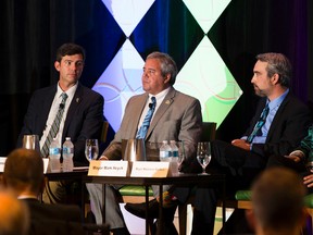 Mayor Don Iveson (Edmonton) ,Mayor Dan Curtis (Whitehorse) ,Mayor Mark Heyck (Yellowknife) and Mayor Madeleine Redfern (Iqaluit) on Wednesday September 13, 2017  in Edmonton.  Greg  Southam / Postmedia