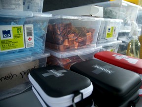 Naloxone kits sit at the Overdose Prevention site in Ottawa on August 28, 2017. (Julie Oliver/Postmedia Network)