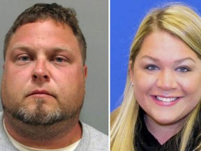 Tyler Tessier (left) is charged with the slaying of his pregnant girlfriend, Laura Wallen, who was missing for more than a week before being found dead in a shallow grave.  (Montgomery County Department via AP)