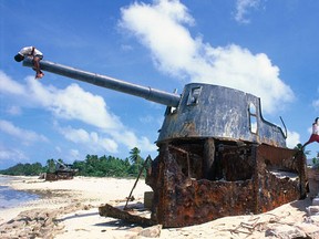 Betio island, where the remains of 2nd Lt. Donald Underwood were discovered recently. (Getty Images)