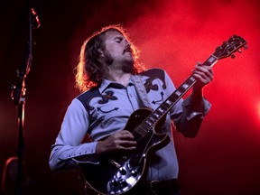 The Sheepdogs lead singer and guitarist Ewan Currie and his bandmates rocked a crowd of about 1,300 fans Thursday night at the Western Fair Agriplex. The Saskatoon band made good on a cancelled outdoor show at the fair three years ago with a raucous indoor jam. (DEREK RUTTAN, The London Free Press)