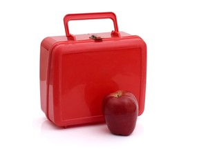 lunch box and apple