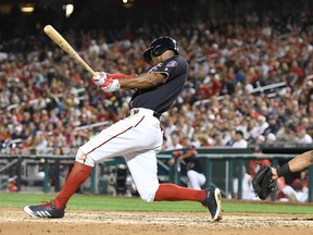 Michael Taylor of the Nationals has had a good season, but it could be even better next year if he doesn't have to rely on a teammate getting hurt to get an everyday gig in the outfield. (Mitchell Layton, Getty Images)