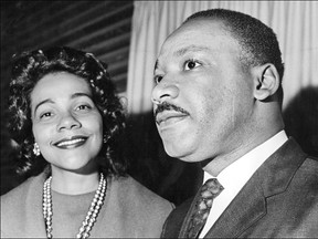 Coretta Scott King and her husband Martin Luther King Jr. is pictured in this Dec. 9, 1964 file photo in Oslo where the U.S. clergyman and civil rights leader received the Nobel Peace Prize. (Photo credit should read AFP/Getty Images)