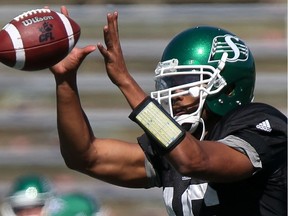 Saskatchewan Roughriders quarterback Brandon Bridge threw three TD passes on Friday against Hamilton. (POSTMEDIA NETWORK)