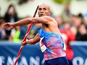 Canada's athlete Damian Warner competes in the men's javelin throw during the IAAF's Decastar World Combined Events Challenge on September 17, 2017 in Talence, southwestern France. (AFP PHOTO)