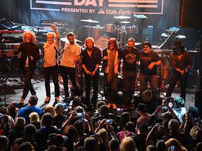 Foreigner with guest drummer Jason Bonham (2nd-R) take a bow on stage during National Concert Day 2017 at Irving Plaza on May 1, 2017 in New York City. (Getty Images)