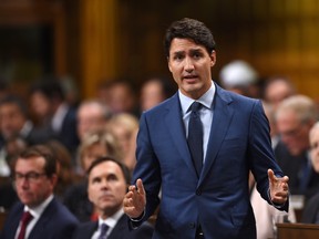 Prime Minister Justin Trudeau stands during question period in the House of Commons on Parliament Hill in Ottawa on Monday, Sept. 18, 2017. (THE CANADIAN PRESS/Sean Kilpatrick)