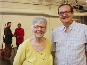 The Theatre Kingston production of Almighty Voice & His Wife, running Sept. 21 to Oct. 7, is in rehearsals under the direction of Lib Spry, left, with playwright Daniel David Moses. (Julia McKay/The Whig-Standard)