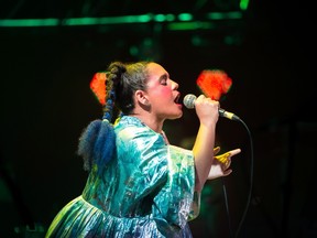 Lido Pimienta performs at the Polaris Music Prize gala in Toronto on Monday where she won the $50,000 prize for her album La Papessa. A native of Colombia, and a former student of H.B. Beal secondary school in London, Pimienta said she experienced racism in London. (THE CANADIAN PRESS/Chris Donovan)