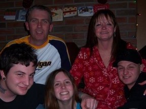 Adam Kargus, bottom left, with his family, sister Paige and brother Shane, front row, and parents Kenny and Deb Abrams. The trial  of the man accused of killing Kargus at EMDC in 2013 is set to begin Monday Sept. 25.