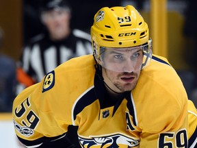 In this file photo, Nashville Predators defenseman Roman Josi, of Switzerland, plays against the Toronto Maple Leafs during the first period of an NHL hockey game in Nashville, Tenn. (AP Photo/Mark Zaleski)