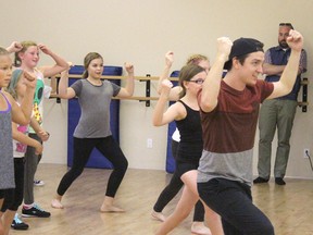 Bottom photo shows Kane Nelson teaching a class at Miss Joanne’s School of Dance in Drayton Valley on Friday, Sept. 8, 2017.