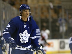 Patrick Marleau of the Toronto Maple Leafs during the warm-up at the Air Canada Centre on Sept. 19, 2017. (Veronica Henri/Toronto Sun/Postmedia Network)