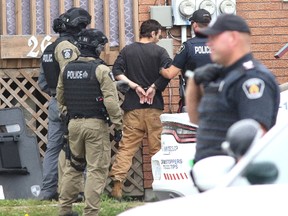 The individual involved in a lengthy standoff with police Monday in the Flour Mill faces numerous charges, including forcible confinement and assaulting a police officer. The man, 32, was arrested at 2:30 p.m. Monday after barricading himself for five hours in a Wilma Street apartment and throwing objects at police officers through the window. Gino Donato/The Sudbury Star