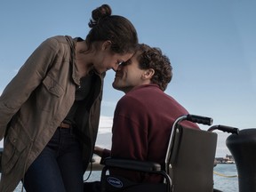 Jeff Bauman (Jake Gyllenhaal) and Erin Bauman (Tatiana Maslany) in "Stronger," an Entertainment One release. (Scott Garfield photo)