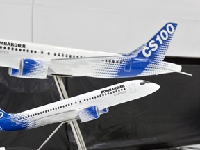 Models of Bombardier C-series airplanes. (THE CANADIAN PRESS/Paul Chiasson)