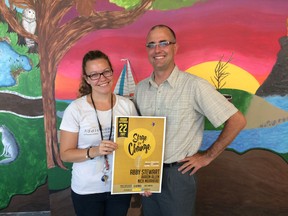 Stacey Smith and Trevor McLellan, of the Oxford Drug Awareness Committee, are co-chairs for Stage for Change Oxford event on September 22 at Market Theatre in Woodstock (HEATHER RIVERS/SENTINEL-REVIEW)