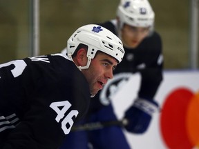 Roman Polak takes to the ice during Leafs training camp at the Gale Centre in Niagara Falls on Sept. 17, 2017. (Dave Abel/Toronto Sun/Postmedia Network)