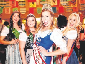 Miss Oktoberfest contestants, are ready to party in their dirndls.