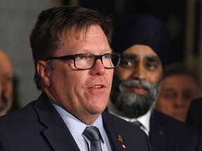 Michel Juneau-Katsuya makes an announcement on Parliament Hill in Ottawa on Thursday, March 9, 2017. (THE CANADIAN PRESS/ Patrick Doyle)