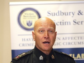 Greater Sudbury Police Chief Paul Pedersen makes a point during a press conference at the N'Swakamok Native Friendship Centre in Sudbury, Ont. on Wednesday September 20, 2017. The Greater Sudbury Police and a sexual assault review team made a presentation on the findings of a comprehensive review of how police have handled and investigated sexual assault cases from 2010-2016. John Lappa/Sudbury Star/Postmedia Network
