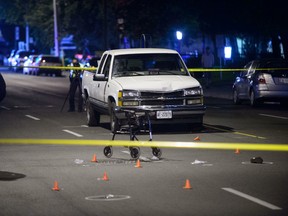 A woman in her 60s using a walker was struck and killed by a truck near Broadview and Mortimer Aves. Wednesday evening. (Victor Biro/Special to the Sun)