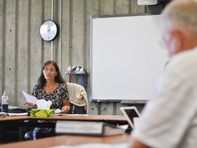 Dr. April Rietdyk, general manager of health and family services, speaks at Wednesday’s meeting of the Chatham-Kent Board of Health about a provincial report recommending the board be consolidated with its counterparts in Lambton County and Windsor-Essex.