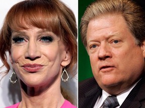 KB Home has put CEO Jeffrey Mezger (right) on notice following a vulgar rant against comedian Kathy Griffin that went viral. (Rich Fury/Ric Francis/Invision/AP Photos/Files)