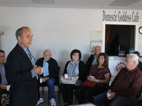 Photo by Keenan Sorokan Reporter/Examiner - 
Rick Peterson addresses the crowd gathered at his round table tax discussion on Saturday Sept. 16.