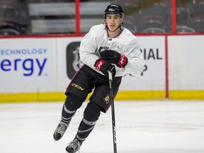 Alex Formenton on the ice as the Ottawa Senators practise at the Canadian Tire Centre on Sept. 21, 2017. (Photo Wayne Cuddington/Postmedia)