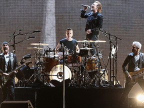 (L-R) The Edge, Larry Mullen Jr., Bono and Adam Clayton of U2 perform during The Joshua Tree Tour 2017 at University of Phoenix Stadium on Sept. 19, 2017 in Glendale, Arizona. (Christian Petersen/Getty Images)