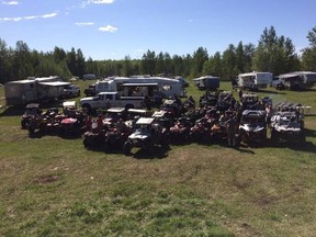 Members of the Whitecourt ATV club ride around Hidden Lake in 2016. The club is close to getting approval for its first trail, which will go to Windfall (Submitted photo).